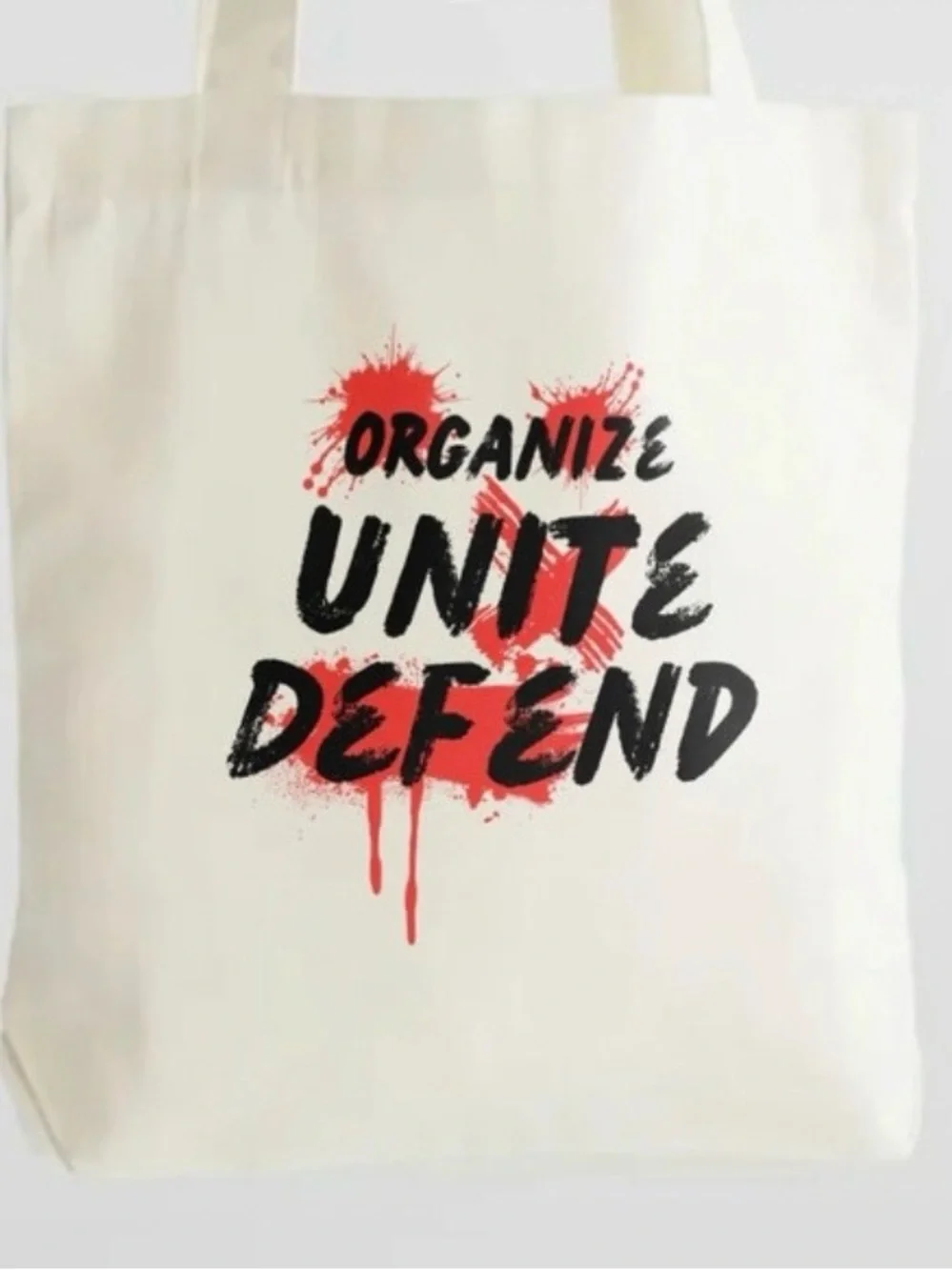 Organize Unite Defend Red & Cream Canvas Tote Bag